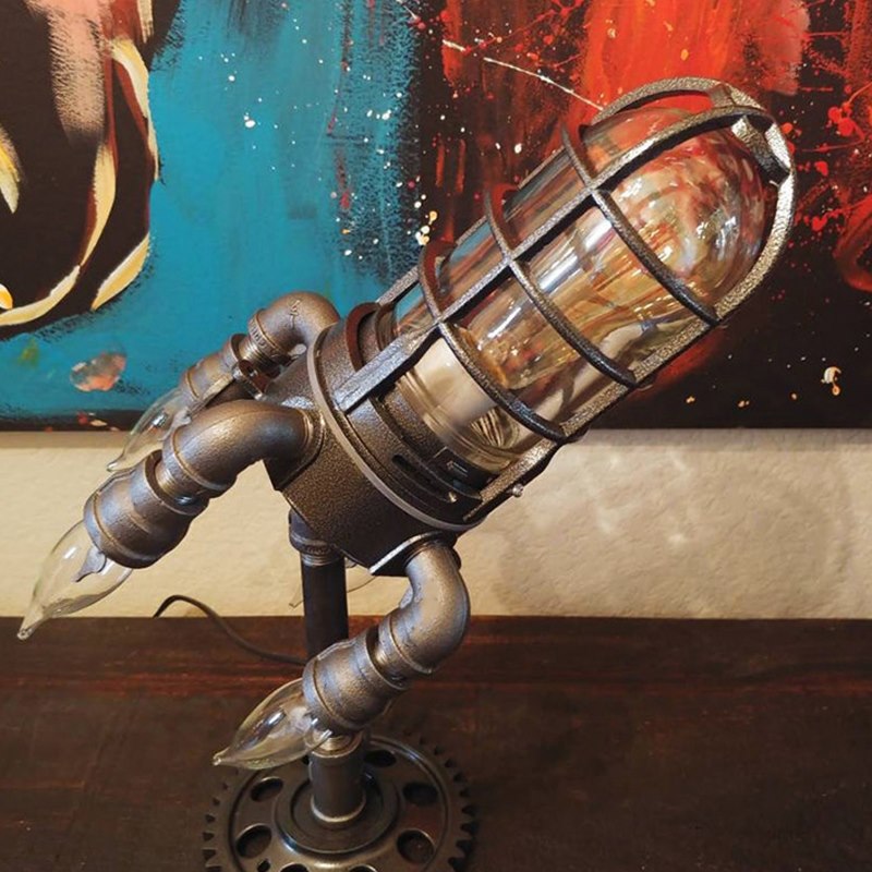 Đèn Decor EA Rocket Light Phong Cách Industrial Steampunk Với Bóng Edison