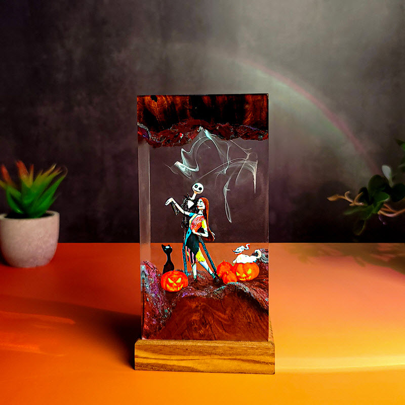Đèn Epoxy Resin EPX044 Handmade Jack Và Sally Halloween