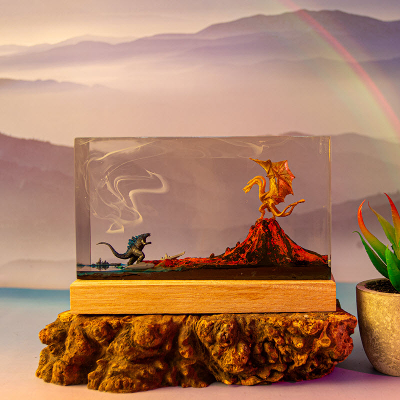 Đèn Trang Trí Epoxy EPX052 Godzilla Đấu Với King Ghidorah