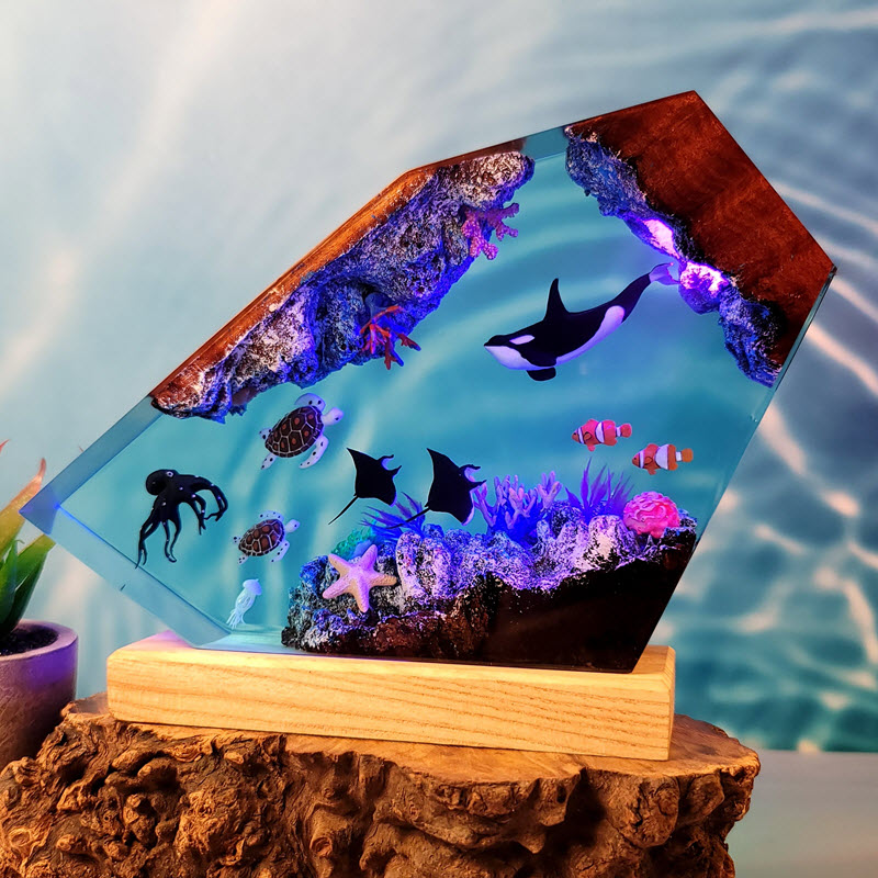 Đèn Trang Trí Epoxy EPX060 Cao Cấp Mô Hình Cá Voi Sát Thủ 3D