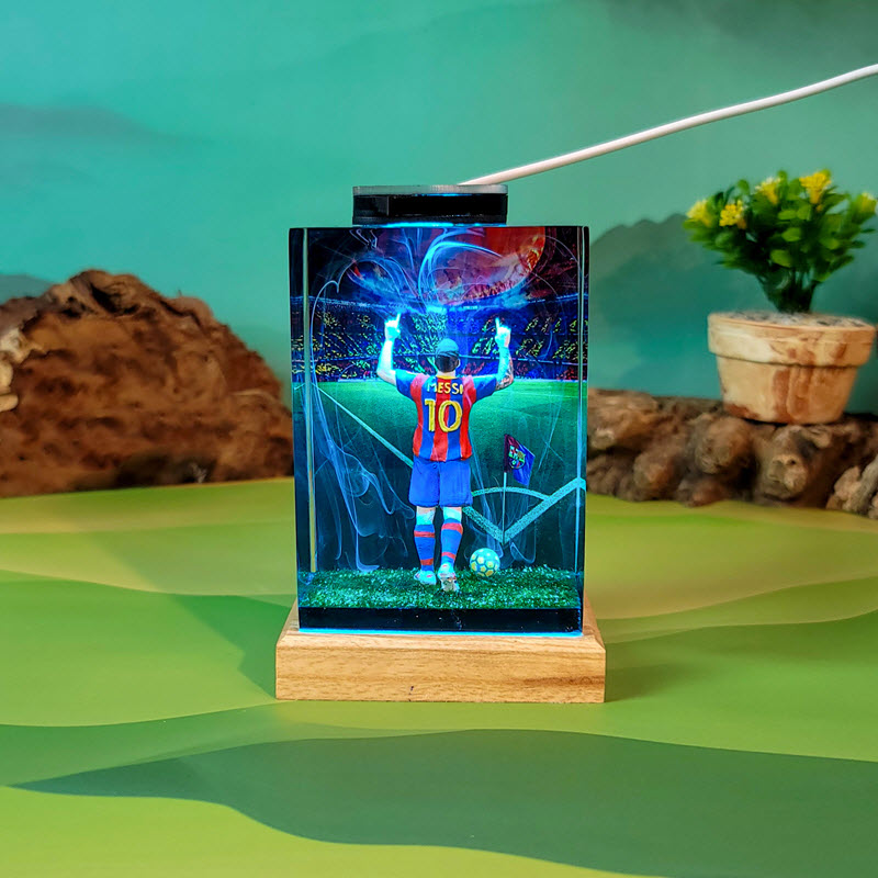 Đèn Ngủ Epoxy Resin EPX063 Mô Hình Cầu Thủ Bóng Đá Messi