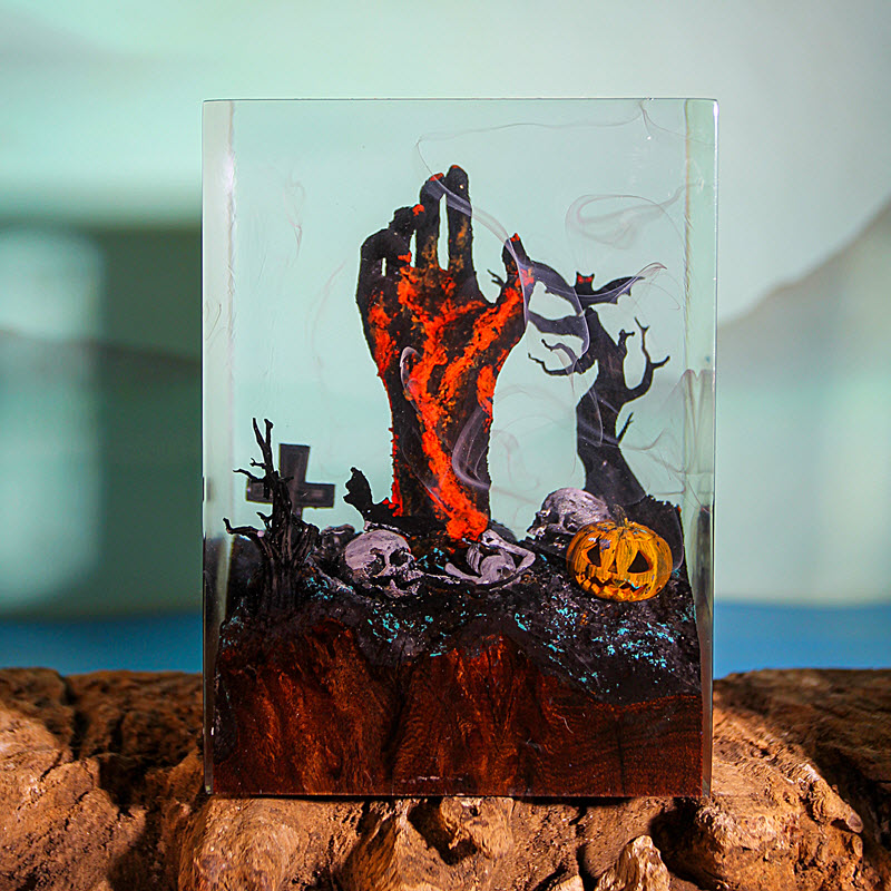 Đèn Epoxy Resin EPX068 Handmade Bàn Tay Zombie Trang Trí Halloween