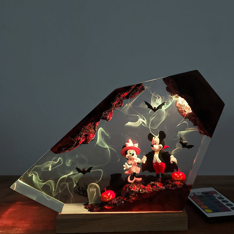 Đèn Epoxy Resin EPX069 Chuột Mickey và Minnie Phong Cách Halloween