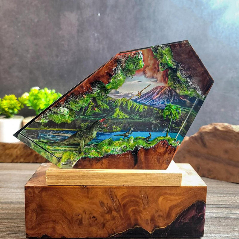 Đèn Bàn Epoxy EPX077 Thủ Công Cao Cấp Thế Giới Khủng Long