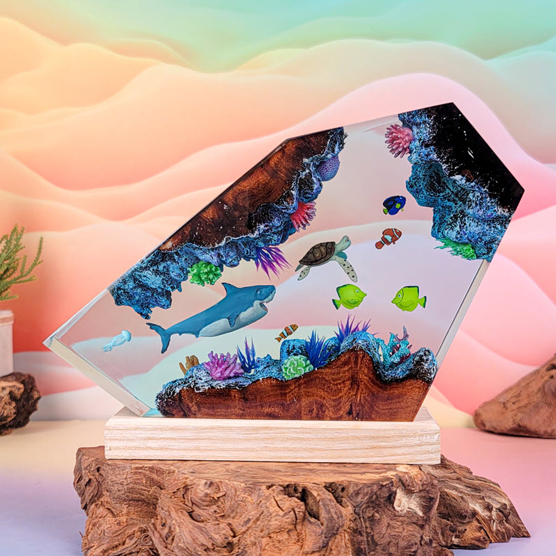 Đèn Bàn Epoxy EPX080 Thủ Công Những Sắc Màu Của Đại Dương