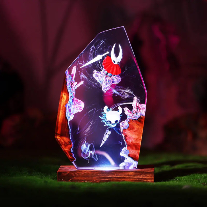 Đèn Gỗ Epoxy EPX107 Mô Hình The Knight Và Hornet Hollow Knight
