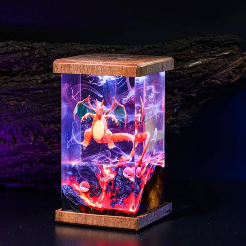 Đèn Gỗ Epoxy EPX116 Cao Cấp Mô Hình Pokemon Hệ Lửa Charizard
