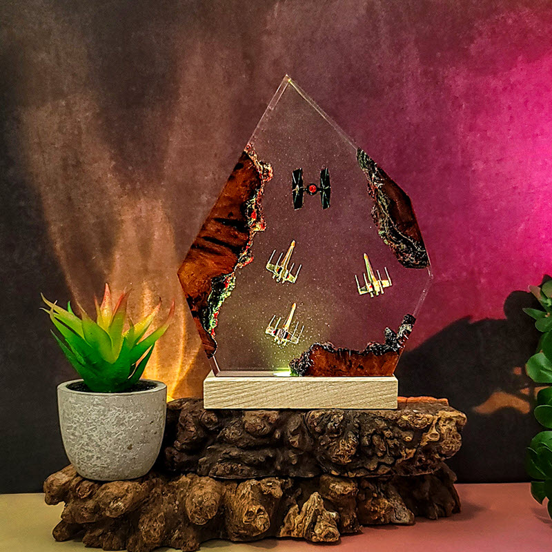 Đèn Gỗ Epoxy EPX036 X-Wing vs TIE Fighter Thủ Công Cao Cấp