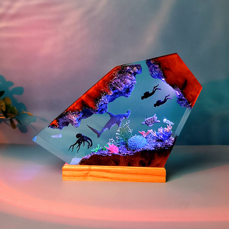 Đèn Gỗ Epoxy EPX031 Cao Cấp Chủ Đề Đại Dương