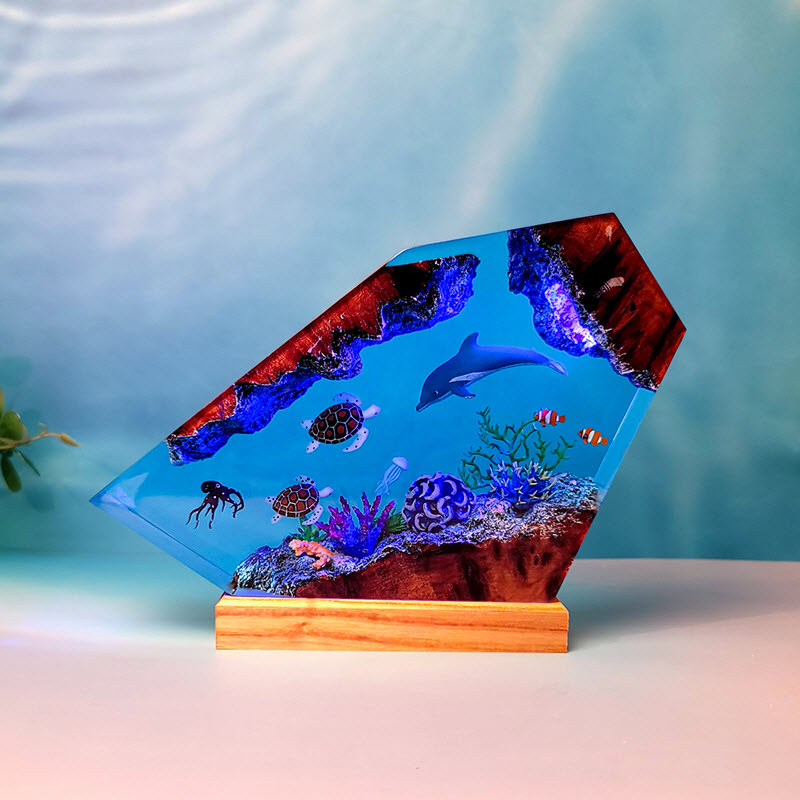 Đèn Gỗ Epoxy EPX032 Cao Cấp Đại Dương Rực Rỡ